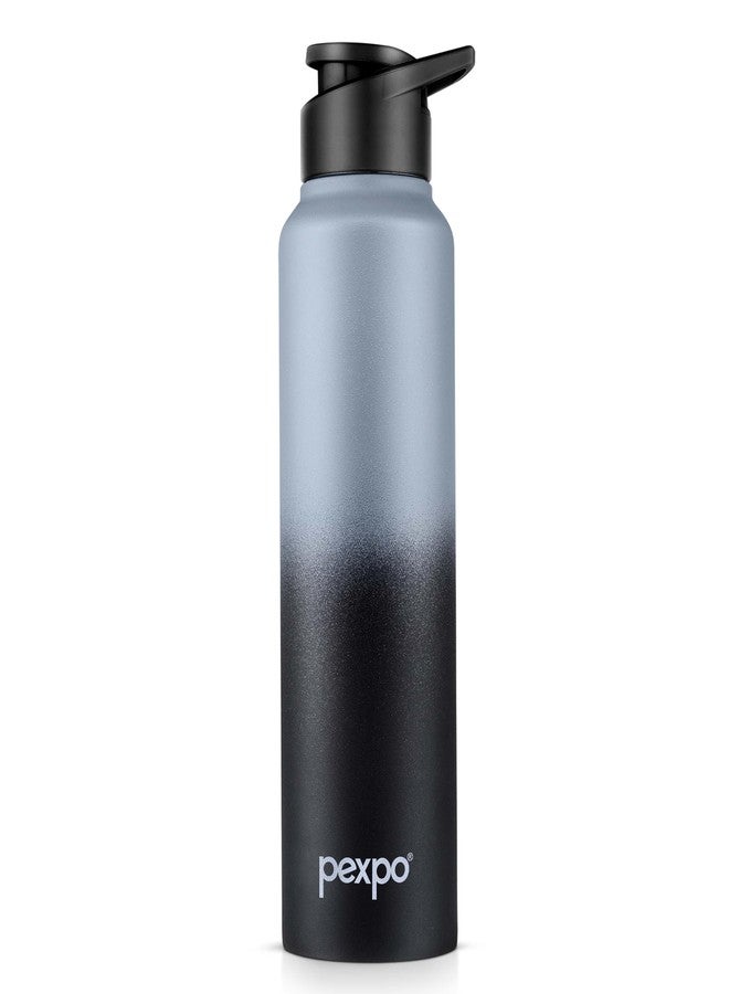 PEXPO Water Bottle 750ml Stainless Steel Sports/Fridge Bottle with Sipper Cap | Single Wall | For Home, Office, Gym, Travelling | Lightweight | BPA Free | Craft Pro | Grey-Knight Black Ombre - Image 1